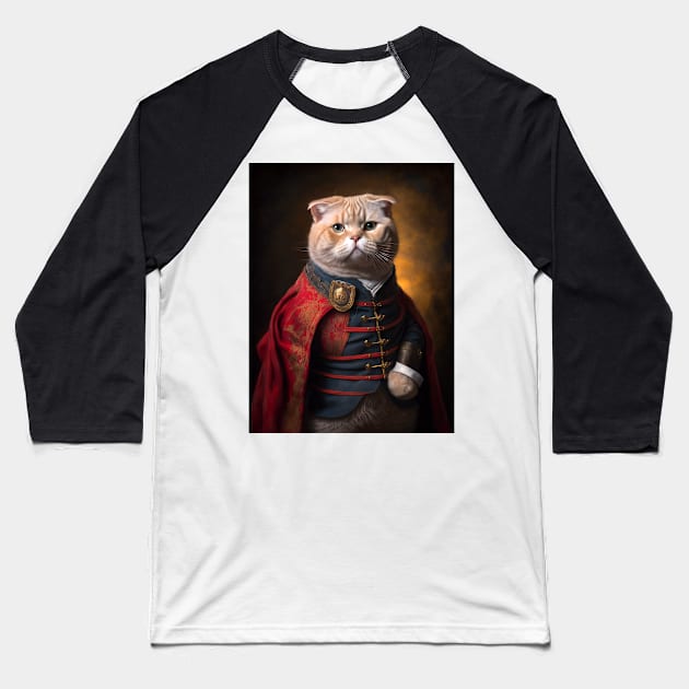 Royal Portrait of a Scottish Fold Cat Baseball T-Shirt by pxdg